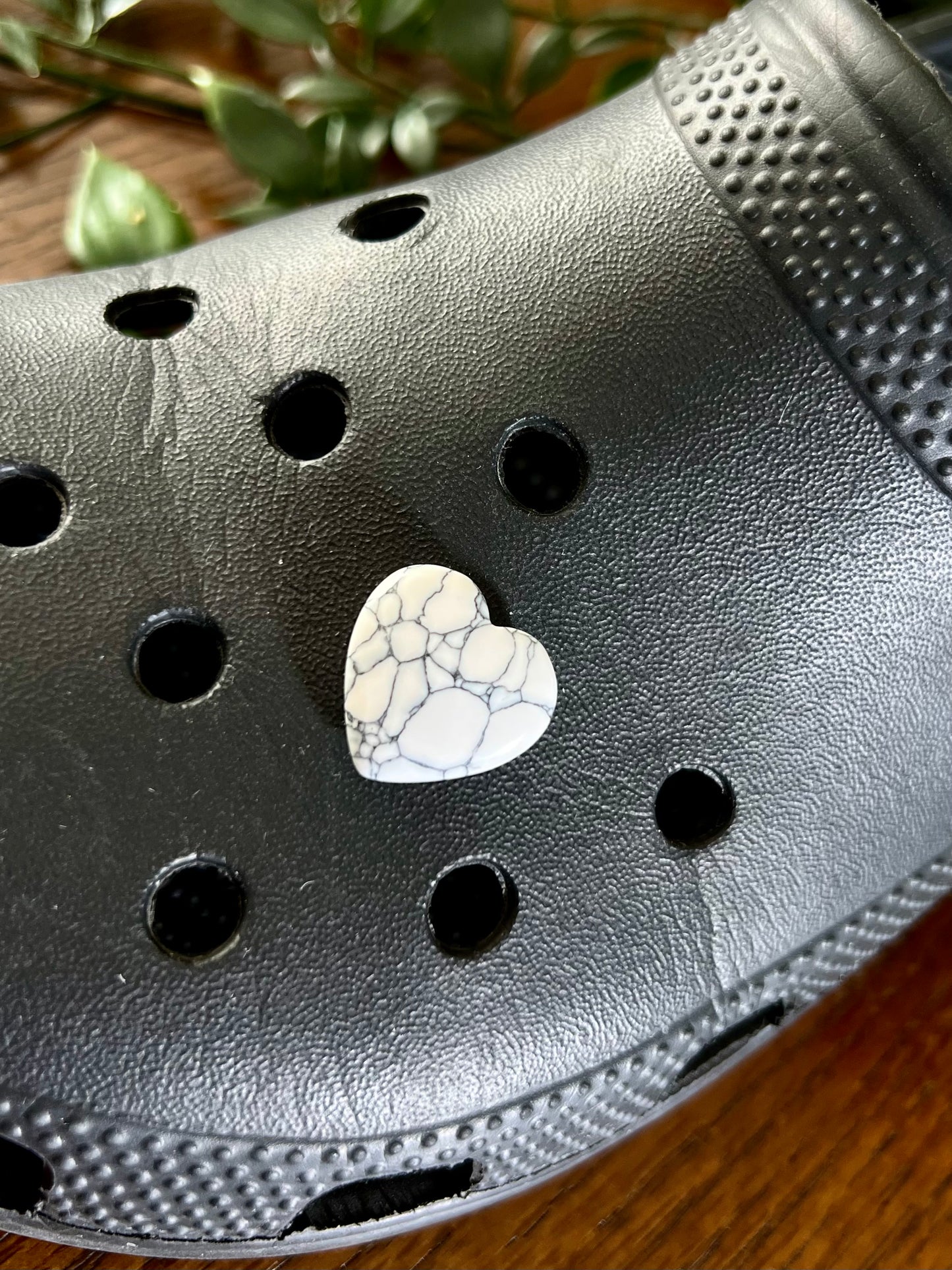 White Howlite Heart Croc Charm