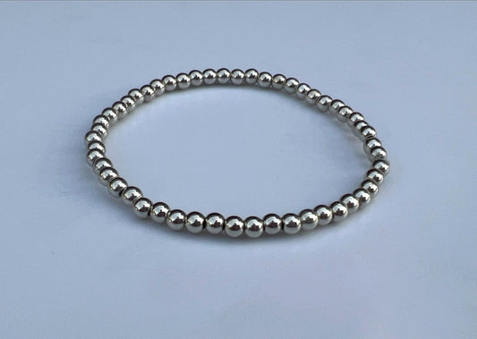 4mm Silver beaded bracelet