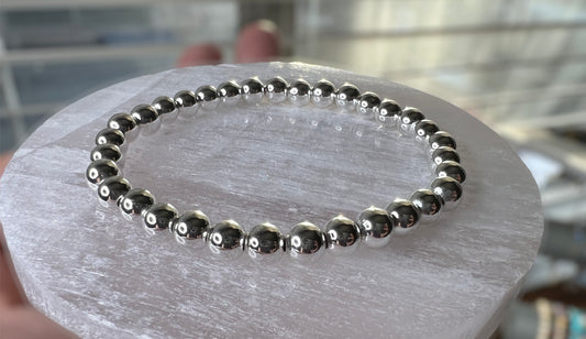 6mm 14k White Gold Hematite